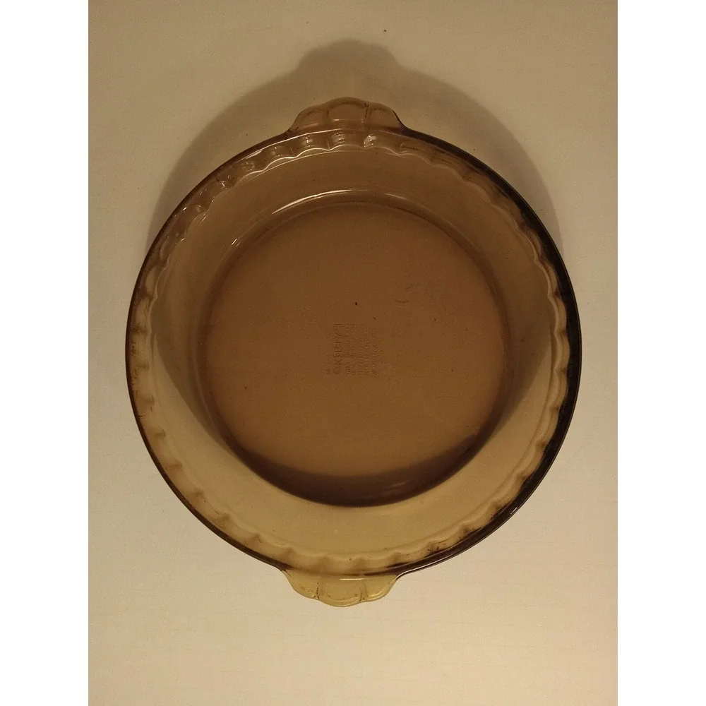 Pyrex 229 Amber Pie Pan Deep Dish Scalloped Edge Plate Vintage 9.5 Inch